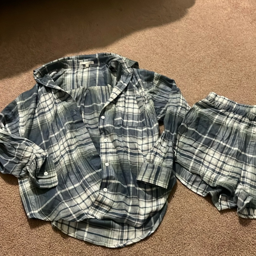 Plaid pajama set size medium